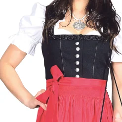 Fashion Damen Gastro-Dirndl, mit roter Schürze Damen Dirndl