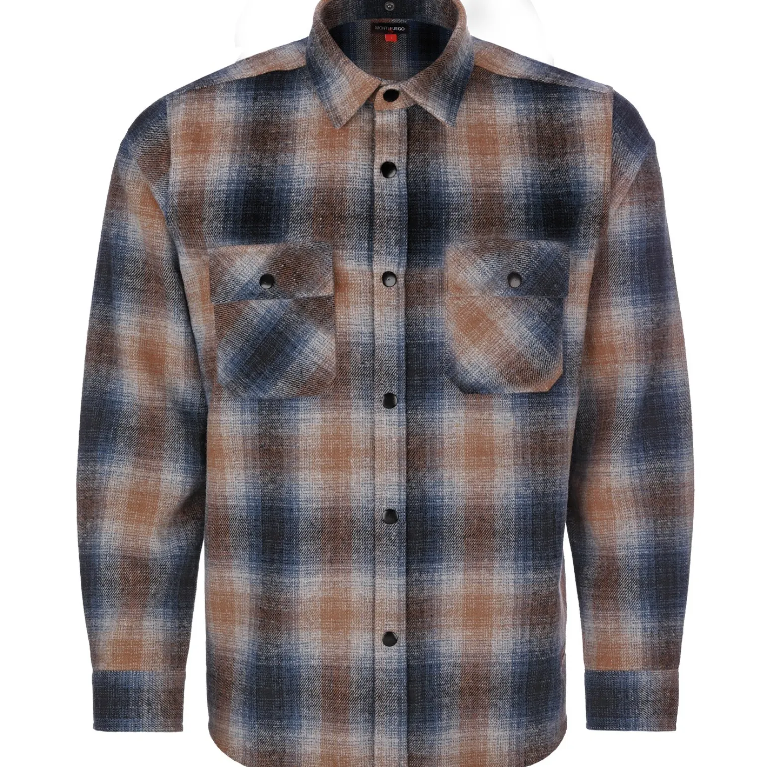 Cheap Herren Flanellhemd "Karo", Blau-Orange Herren Hemden