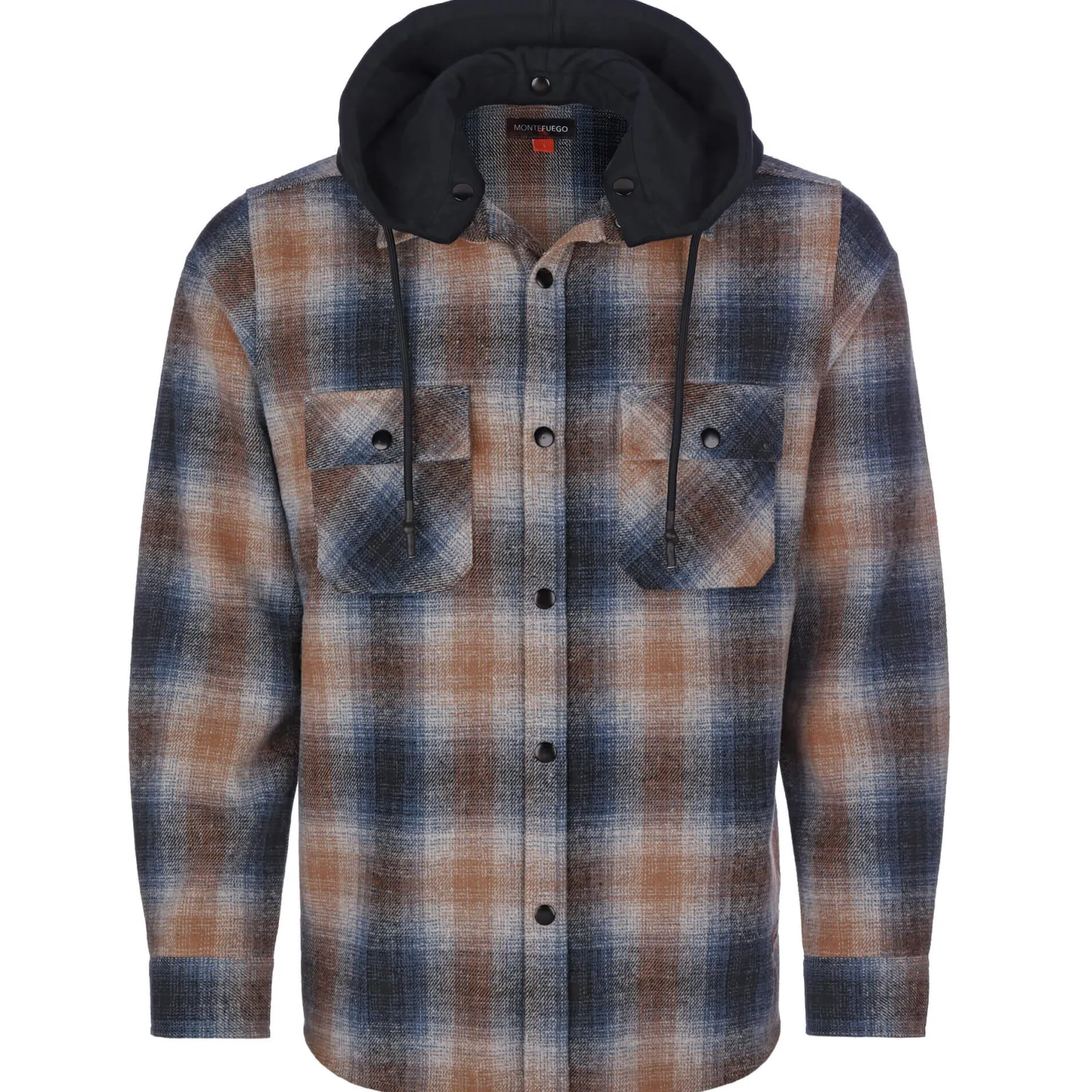 Sale Herren Flanellhemd "Karo", mit Kapuze, -Orange Herren Hemden